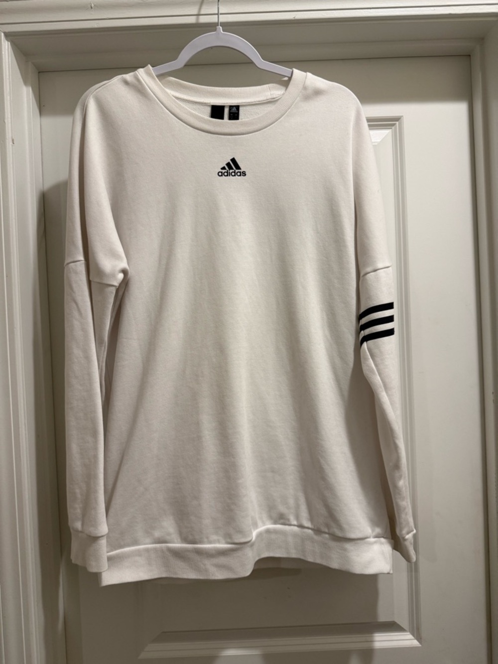 adidas White Sweatshirt with Black Logo Tags